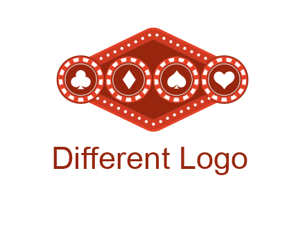 club diamond spade heart in gambling chips logo