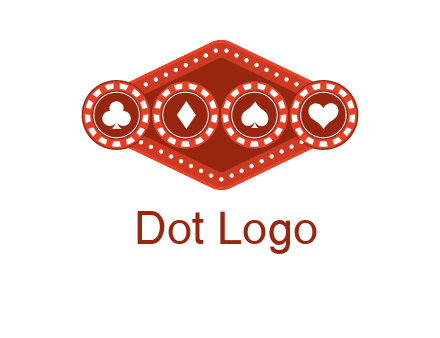 club diamond spade heart in gambling chips logo