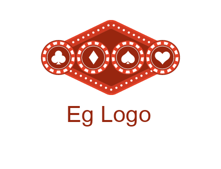 club diamond spade heart in gambling chips logo