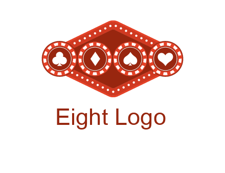 club diamond spade heart in gambling chips logo