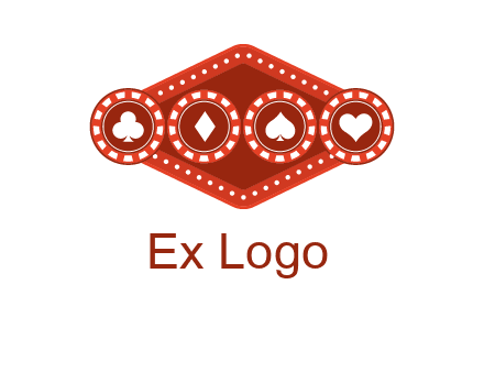 club diamond spade heart in gambling chips logo
