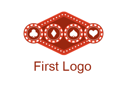 club diamond spade heart in gambling chips logo
