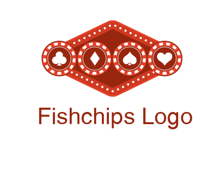 club diamond spade heart in gambling chips logo