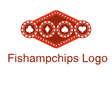 club diamond spade heart in gambling chips logo