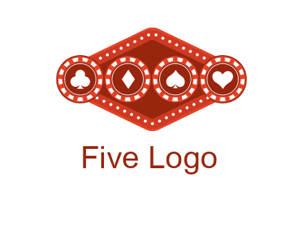 club diamond spade heart in gambling chips logo