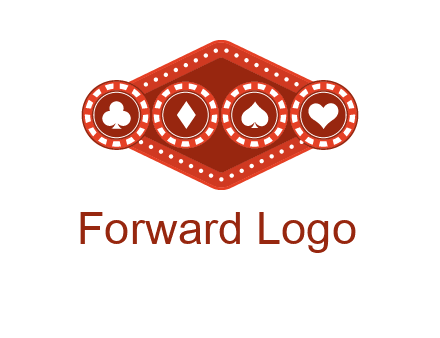 club diamond spade heart in gambling chips logo
