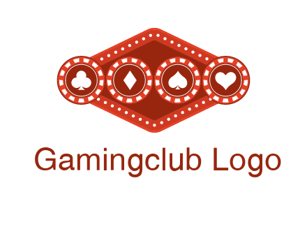 club diamond spade heart in gambling chips logo