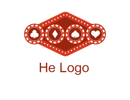 club diamond spade heart in gambling chips logo
