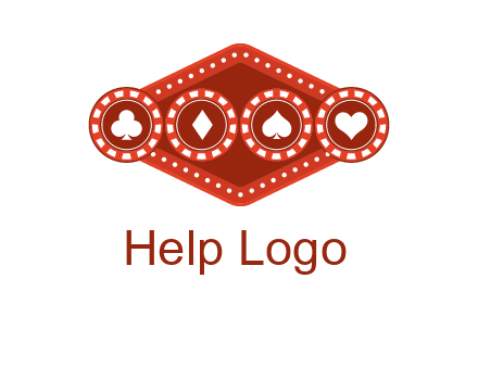 club diamond spade heart in gambling chips logo
