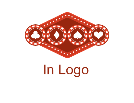 club diamond spade heart in gambling chips logo