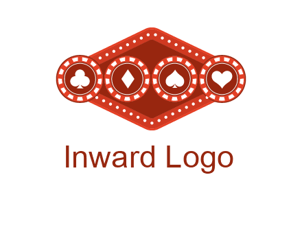 club diamond spade heart in gambling chips logo