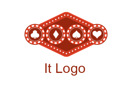 club diamond spade heart in gambling chips logo