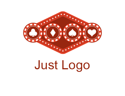 club diamond spade heart in gambling chips logo