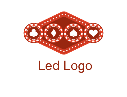 club diamond spade heart in gambling chips logo