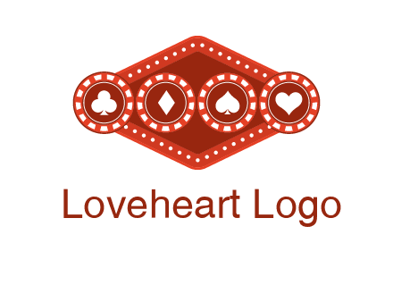 club diamond spade heart in gambling chips logo