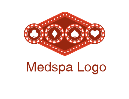 club diamond spade heart in gambling chips logo