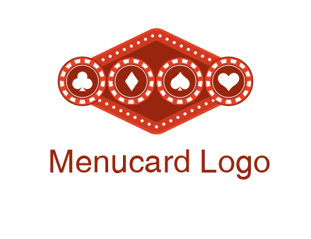 club diamond spade heart in gambling chips logo