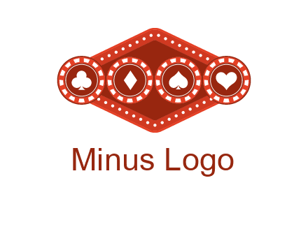 club diamond spade heart in gambling chips logo