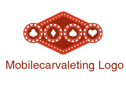 club diamond spade heart in gambling chips logo