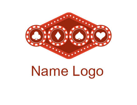 club diamond spade heart in gambling chips logo