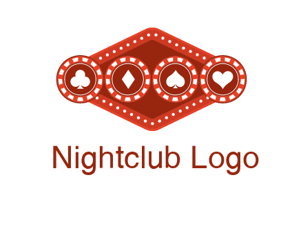 club diamond spade heart in gambling chips logo