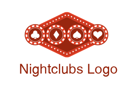 club diamond spade heart in gambling chips logo
