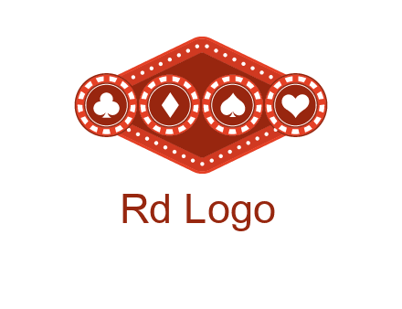 club diamond spade heart in gambling chips logo