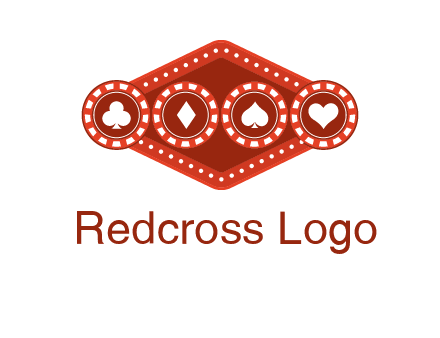 club diamond spade heart in gambling chips logo