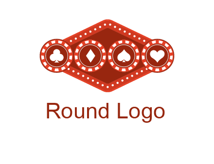 club diamond spade heart in gambling chips logo