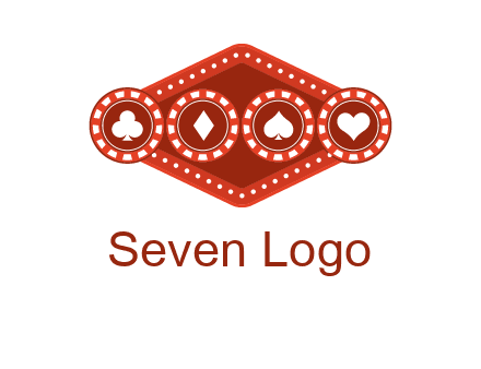 club diamond spade heart in gambling chips logo