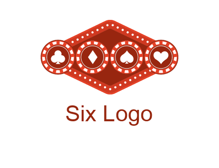 club diamond spade heart in gambling chips logo