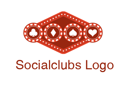 club diamond spade heart in gambling chips logo