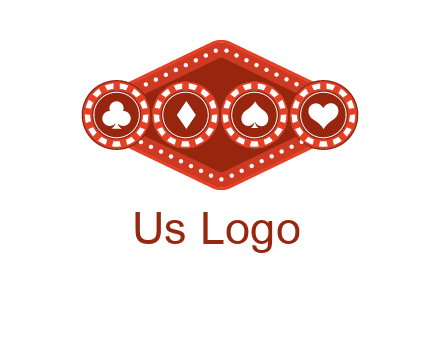 club diamond spade heart in gambling chips logo