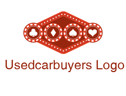 club diamond spade heart in gambling chips logo