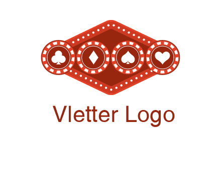 club diamond spade heart in gambling chips logo