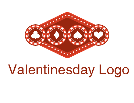club diamond spade heart in gambling chips logo