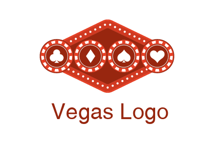 club diamond spade heart in gambling chips logo