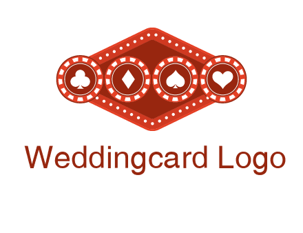 club diamond spade heart in gambling chips logo