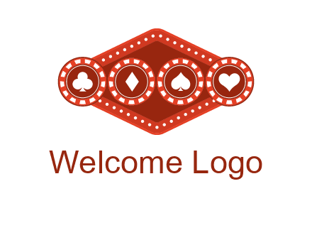 club diamond spade heart in gambling chips logo