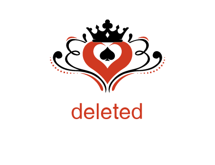 spade heart and crown ornament logo