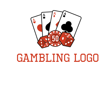 aces dices and chip gambling illustration