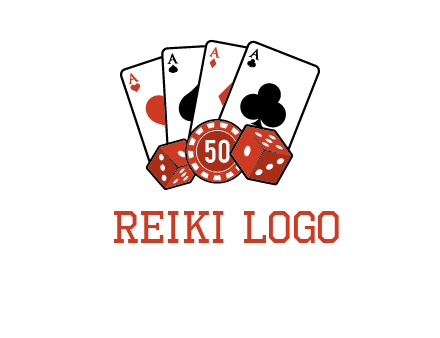aces dices and chip gambling illustration