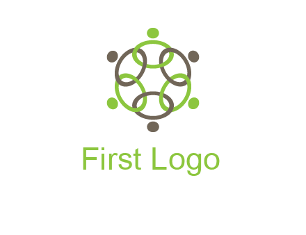 connected circles swoosh people logo