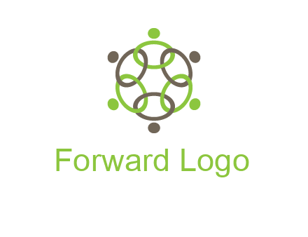 connected circles swoosh people logo