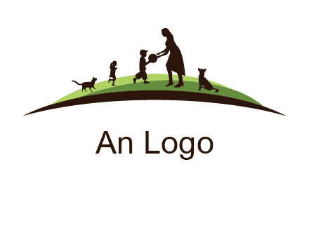 animals children playing with teacher illustration
