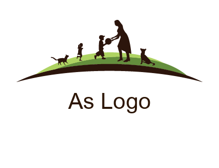 animals children playing with teacher illustration