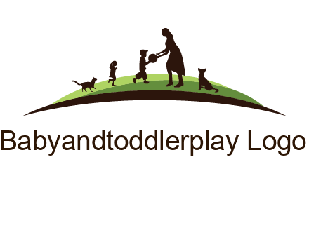 animals children playing with teacher illustration