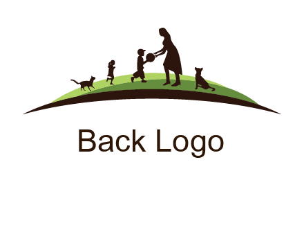 animals children playing with teacher illustration