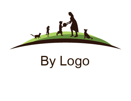 animals children playing with teacher illustration