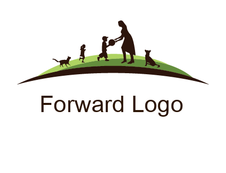 animals children playing with teacher illustration
